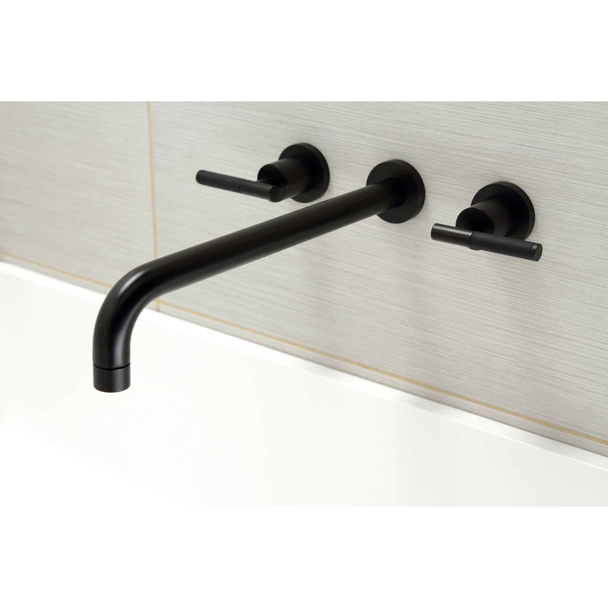 Kingston Brass KS8040CKL Kaiser Two-Handle 3-Hole Wall Mount Roman Tub Faucet in Matte Black
