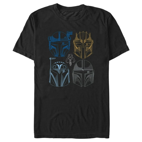 Men's Star Wars: The Mandalorian Line Art Helmets Graphic Tee Black Medium
