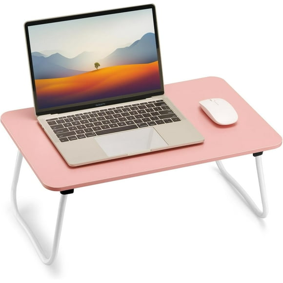 UTAH-Foldable Laptop Desk, Portable Lap Desk Bed Table, Lightweight Breakfast Table Tray Desk, Laptop Stand, Mini Table for Working Writing Drawing Eating Picnic-Pink