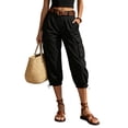thumbnail image 2 of ClodeEU Women's High Waist Cropped Cargo Pants,Casual Capri Trousers with Pockets Black,Women's Plus S, 2 of 6