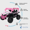 thumbnail image 3 of Carro Electrico Montable para Niños de Control Remoto y Manejo Directo Carrito Tipo 4x4 Todo Terreno con Luces Estero Bluetooth y USB Doble Puerta con Seguro Rosa Gaon, 3 of 5