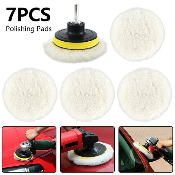 AMERTEER 7Pcs Wool Polishing Buffing Pad Polishing Buffing Wheel 3 Inch for Drill Buffer Attachment with M14 Drill Adapter