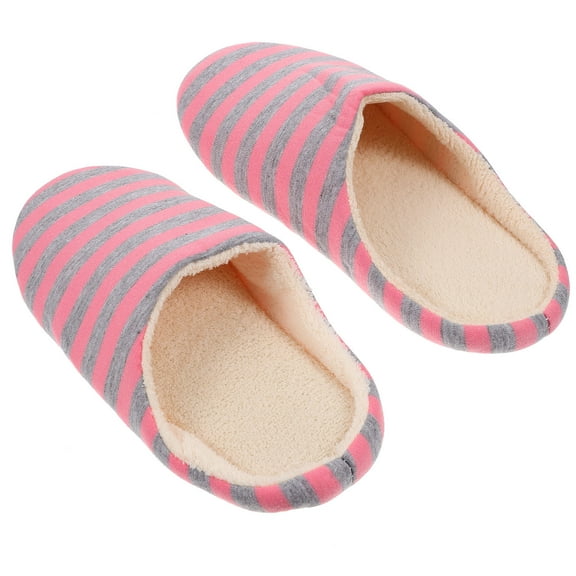 GOOHOCHY  Soft Bottom Cotton Slippers Men Women Warm Indoor House Pink