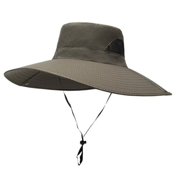 Sombrero De Sol Extragrande, Estilo Pescador, Resistente Al Viento, Ajustable Con Cuerda, Color Liso, Para Hombre, Ideal Para Actividades Al Aire Libre, Montaismo, Pesca Y Viajes., UKHBMC