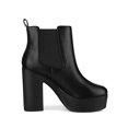 thumbnail image 3 of BLISSFUL STEP Women's Ankle Boots Faux Leather Chelsea Chunky Heel Platform Round Toe Combat Boots Black 8.5, 3 of 6