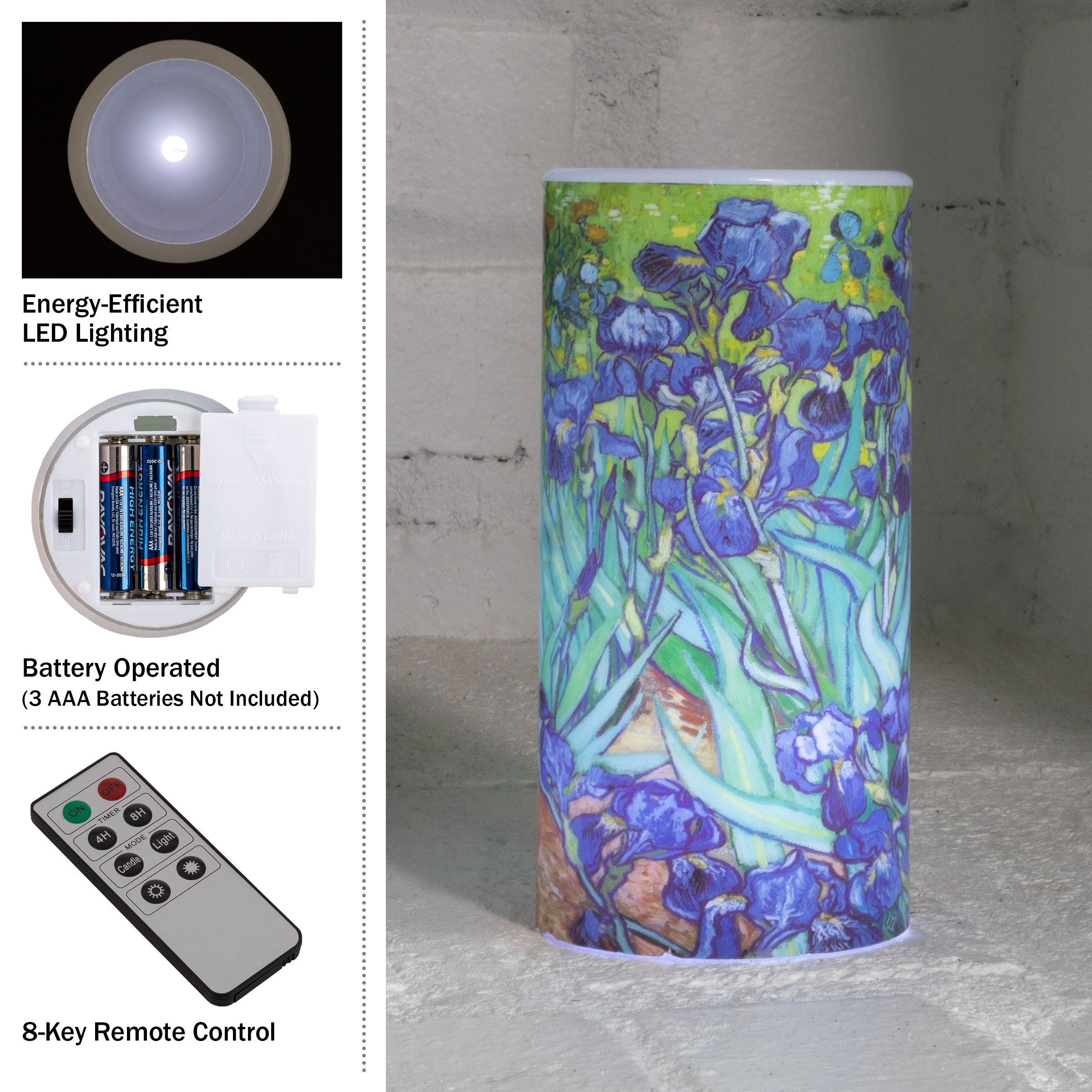 Lavish Home 2-Pack of Van Gogh Irises Flameless Candles with Remote