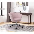 thumbnail image 2 of Rolling Chairs for Living Room, Modern Velvet Vanity Chair with Wheels, Ergonomic Office Arm Chair with Padded Back Seat, Height Adjustable Mid Back Computer Desk Chair for Bedroom, Pink, LL71, 2 of 9