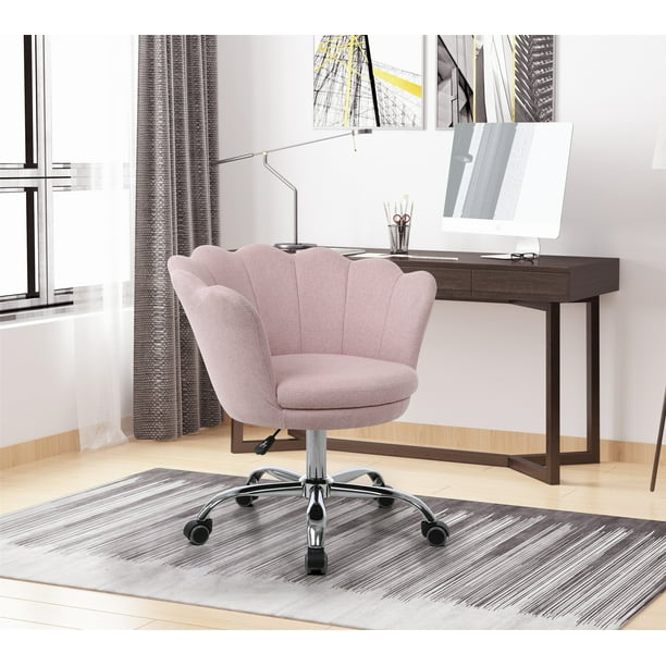 Pink Velvet Chair Modern Swivel Shell, Pink Vanity Swivel Chair