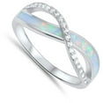 thumbnail image 4 of CHOOSE YOUR COLOR White CZ White Simulated Opal Infinity Ring .925 Sterling Silver Band Female Size 12, 4 of 4