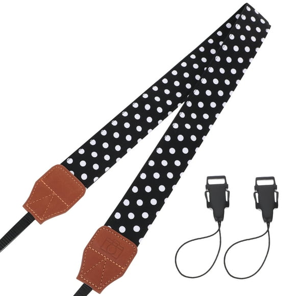 Shisuyan Adjustable Camera Strap for Comfortable Neck Shoulder Use with Cotton Cloth Black Color 1.5 inch Width