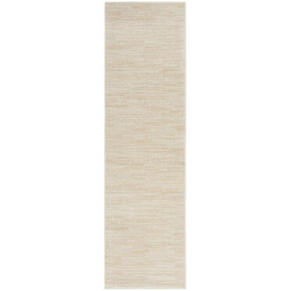 Pemberly Row Contemporary 2' x 6' Ivory Beige Outdoor Indoor/Outdoor Rug