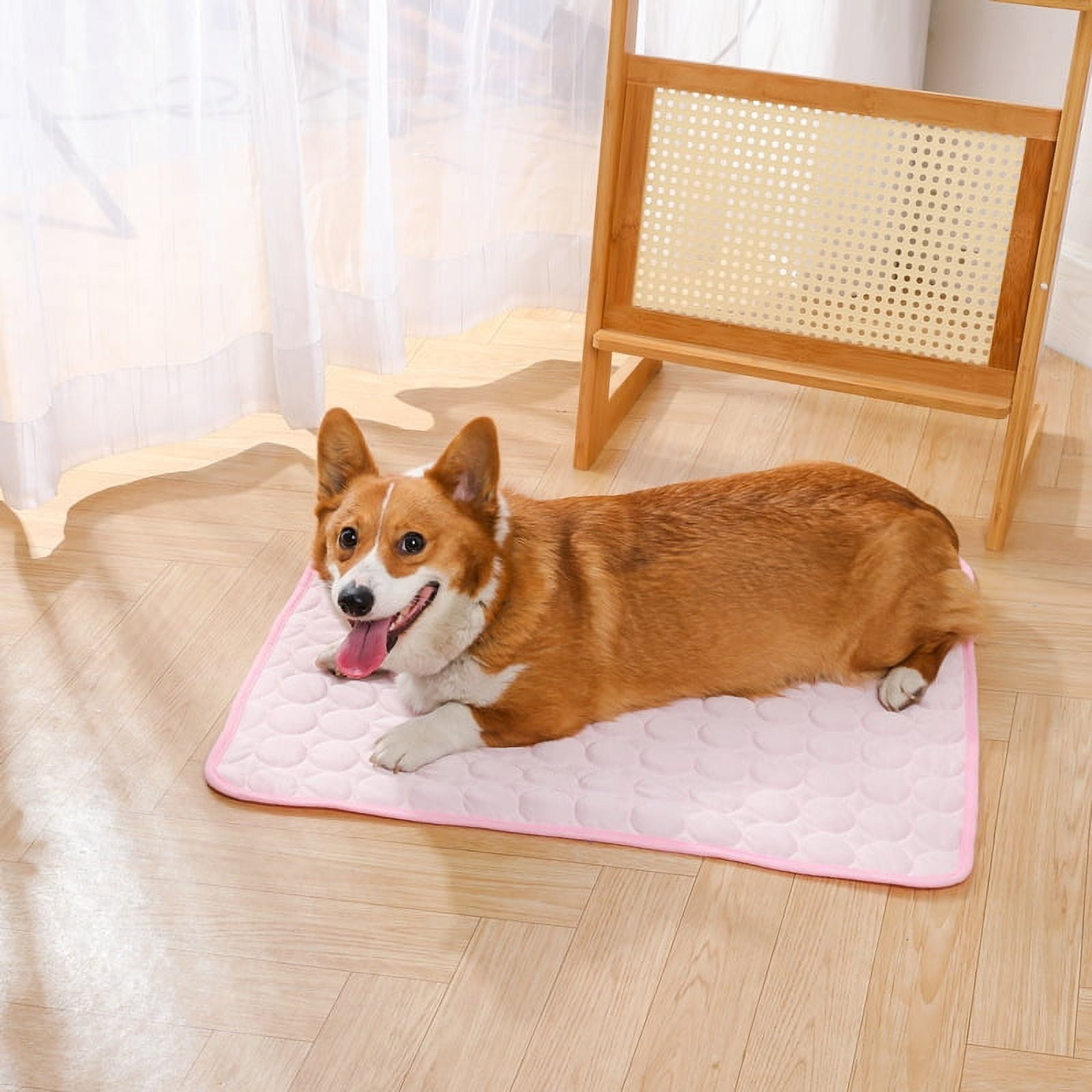 Pet Cooling Mat Dog Summer Cooling Pad Ice Silk Pet Bed Breathable Cat Nest Cat Blanket for Dogs Accessories Cat Supplies (Blue,L)