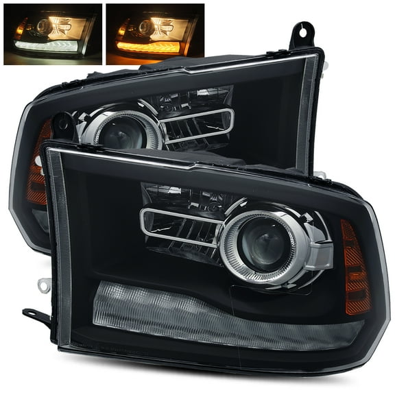 Modifystreet Black For 13-18 Ram 1500/2500/3500 Factory Projector Headlights Replacement Kit