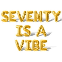Letter Balloons - SEVENTY IS A VIBE 16" Inch Alphabet Letters Foil Mylar Balloon 70th Birthday Party Banner (Gold)