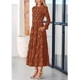 thumbnail image 5 of PRETTYGARDEN Women's Spring Midi Dress Fall Elegant Long Sleeve Smocked Flowy Boho Floral Wedding Guest Party Dresses, 5 of 7