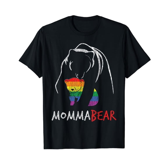 Vintage Rainbow Mama Bear Hug Love Support Parent Pride LGBT Unisex T-Shirt LGBTQ Momma Bear