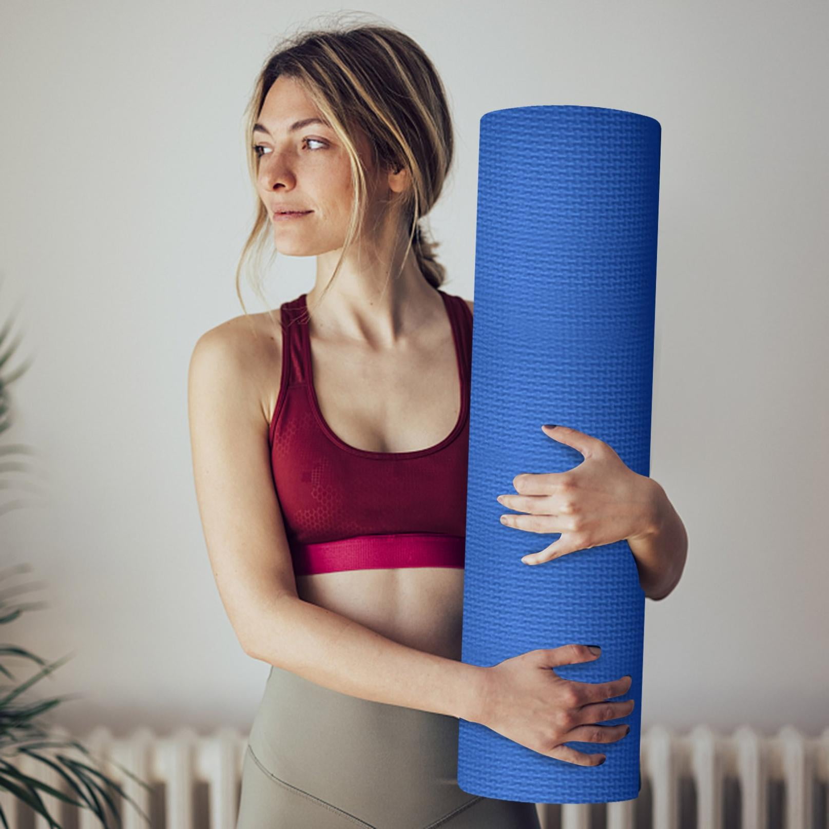 DGQPLPD Yoga Mat, 1/2-Inch Extra Thick High Density Exercise Mat, Anti-Tear Exercise Yoga Mat with Carrying Strap, Suitable for Various Yoga Exercises