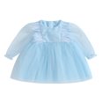 thumbnail image 1 of EIMELI Robe Tutu en Tulle pour Bébé Fille, Robe Courte à Manches Longues pour Tout-Petit avec Garniture en Plumes, Robe de Fête Princesse d'Automne à Col Rond, 1 of 9
