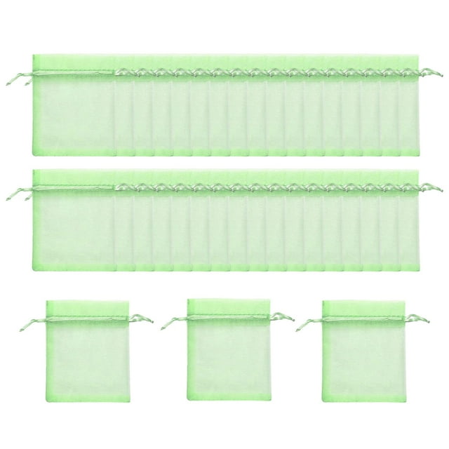 koolsoo 100 Pack Fruit Protection Netting Bags Drawstring Fruit Netting Bags Easy to Put Light Green