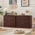 thumbnail image 6 of LEYAOYAO Fluted 3 Drawers Farmhouse Nightstand, Rustic Bedside Table with Drawers for Bedroom, Vintage End Table for Bedroom Living Room, Walnut, 6 of 9