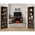 thumbnail image 5 of LUXOAK Curved Corner Storage Cabinet, 65" Bookcase with Doors, Espresso, 5 of 7