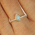 thumbnail image 3 of Pear Cut Opal & Cubic Zirconia Ring, 925 Sterling Silver Trio Ring. Minimalist Ring. Handmade Fine Jewelry. Gift For Her., 3 of 5