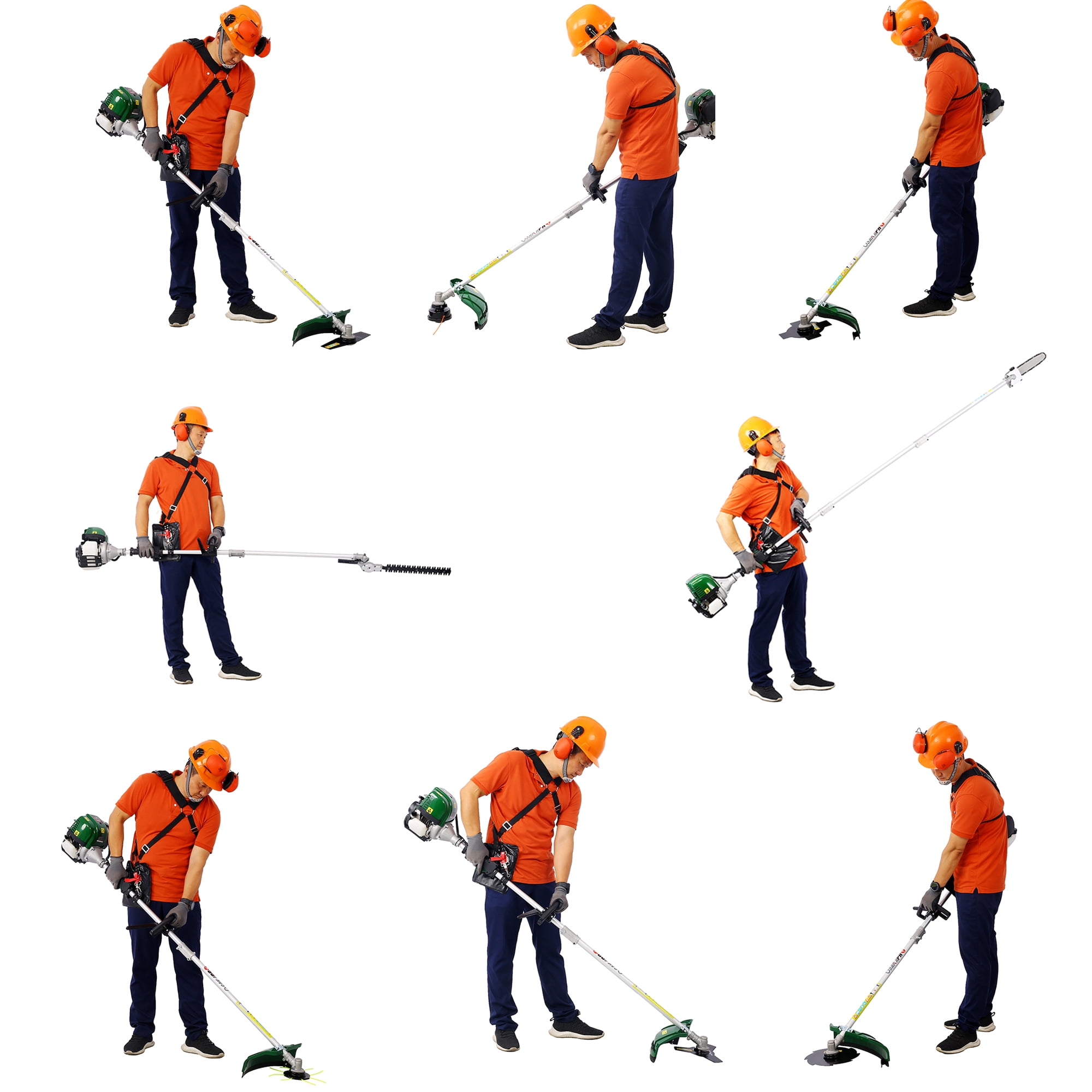 iRerts 9 in 1 Grass Trimmer, 38CC 2-Cycle Gas Powered Weed Eater with Gas Pole Saw, Hedge Trimmer, Grass Trimmer and Brush Cutter, String Trimmer for Grass Garden Yard Care, Green