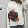 thumbnail image 3 of FNNMNNR Halloween Pumpkin Shoulder bag,Bat ornament Fashion PU Purses for Women Girl, 3 of 5