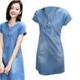 thumbnail image 1 of Vestido de mujer perfecl corto con botones Azul claro M, 1 of 8