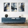thumbnail image 3 of Blue Abstract Framed Canvas Wall Art Set, Blue Golden Aesthetic Wall Decor, Navy Blue Gold Wall Painting, Neutral Modern Art Print for Living Room, Bedroom, Dining Room, Office 16"x24"x3, 3 of 6