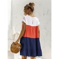 thumbnail image 2 of Nouveau Femmes Décontracté en Vrac Surdimensionné Robe Patchwork Manches Courtes Grands Volants Robe de Plage Robe, 2 of 2