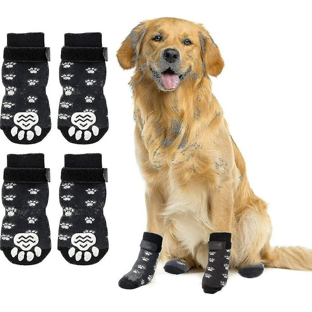 Calcetines Antideslizantes para Perros 2 Pares Calcetines Suaves y Ajustables con protección para Las Patas y Control de tracción con Correa-Yvan