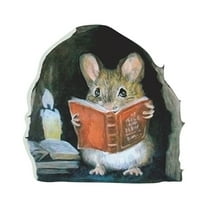 Vikakiooze Home Decor , Cartoon Cute Reading Under Candlelight Little Mouse Heart Paste Mouse Hole Home Wall Decoration Wall Sticker