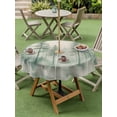 thumbnail image 4 of Outdoor Tablecloth with Umbrella Hole for Patio/Picnic/Party/Camping, Watercolor Green Forest Waterproof Table Cloth Round Cover Washable, Misty Cloud Trees Linen Texture (Dia 60"), 4 of 8