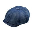 thumbnail image 2 of Boina para mujer, gorra de vendedor de periódicos, gorra plana, visera vaquera para senderismo y viajes. Azul oscuro, 2 of 9