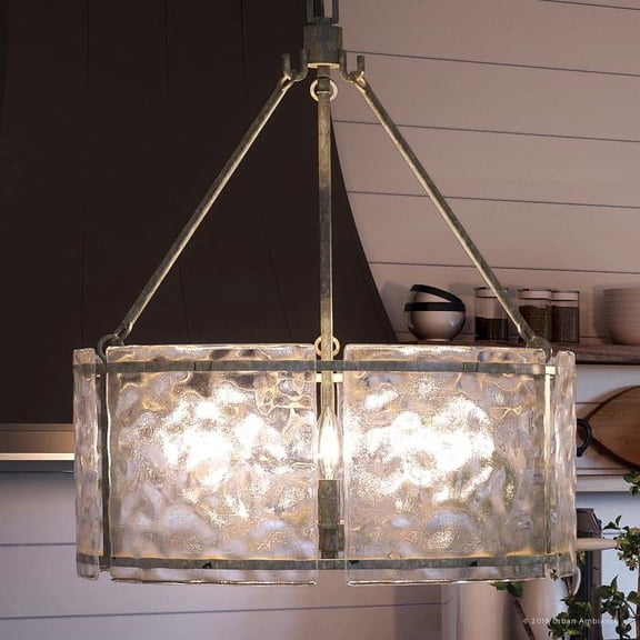 Urban Ambiance Luxury Industrial Chandelier, Large Size: 23.5"H x 20.5"W, with Rustic Style Elements, Silver Etch Finish, UQL2872 from the Nantes Collection