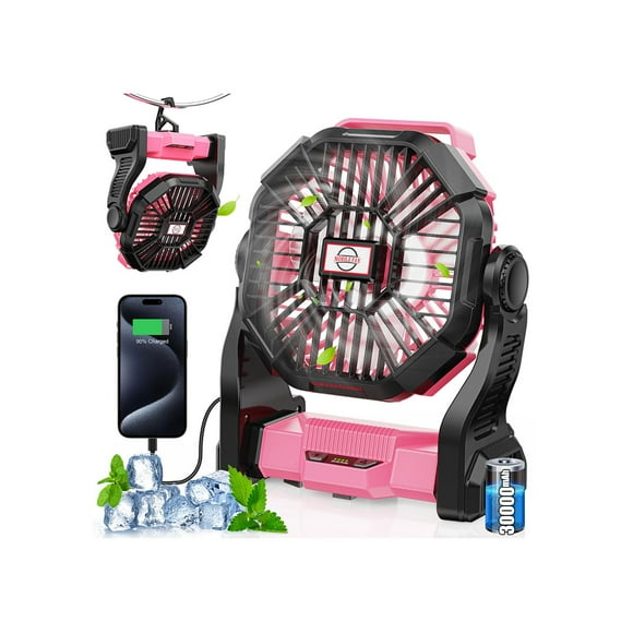 Farol LED portátil para acampar con diseño de arte de fan art, 3000 mAh, color rosa