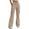 thumbnail image 3 of Ihhxva Women's Slim Fit Cargo Pants Elastic Waist Multi-Pockets Yoga Stretch Summer Casual S-2XL, 3 of 8