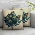 thumbnail image 3 of COMIO Throw Pillow Case Watercolor Peacock Feather Pattern Square Cushion Cover Pillowcase for Men Women Home Decorative Sofa Armchair Bedroom Livingroom White, 3 of 5