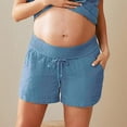 thumbnail image 3 of Maternity Shorts for Women Summer Casual Lightweight Elastic Waist Wide Straight Leg Loose Shorts with Pockets, 3 of 7