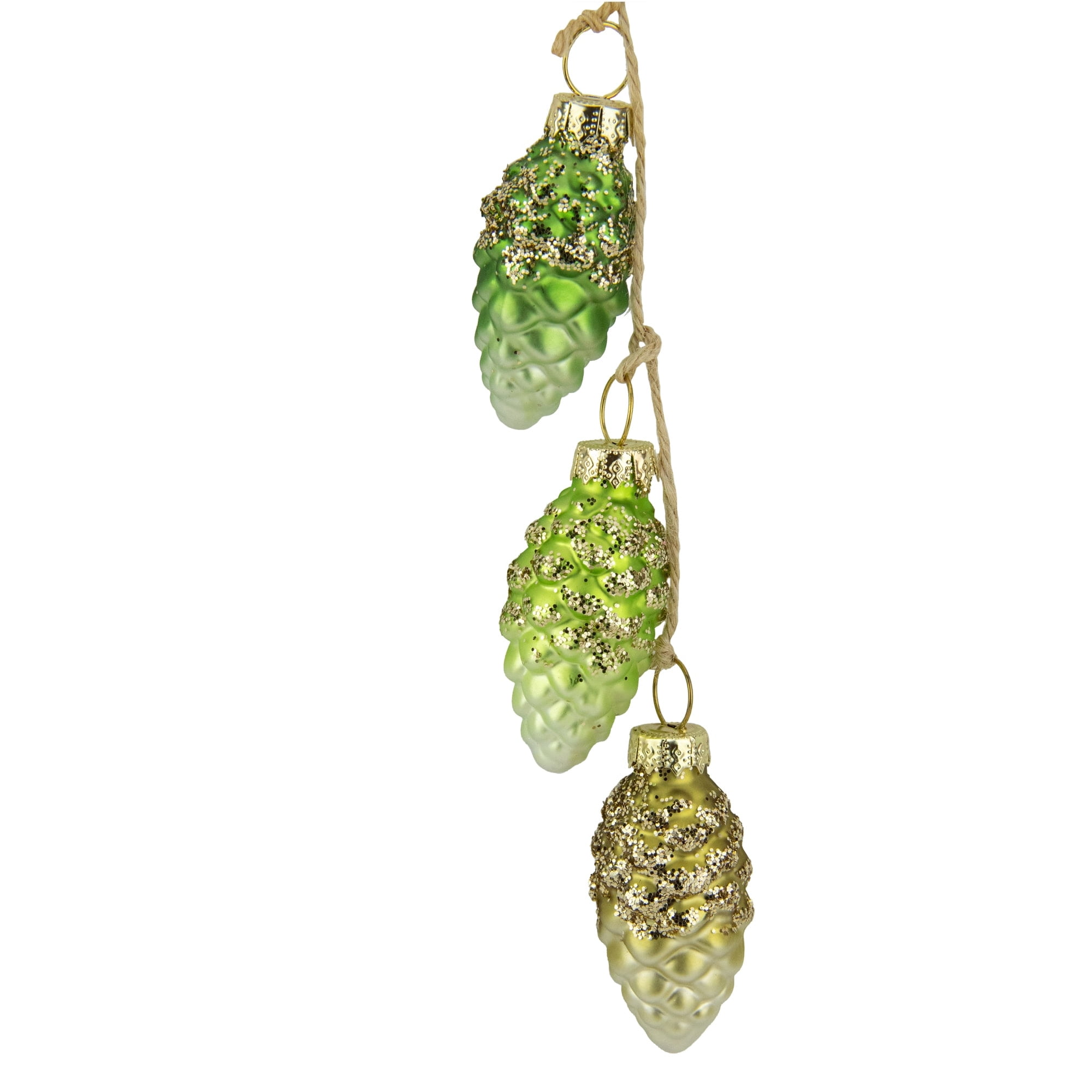 Northlight Dangling Pinecone Multi-color Glass Christmas Decorative Accent Ornaments, 3 Count (7")