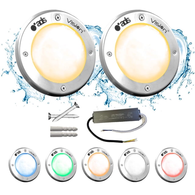 2 Lámparas LED Sumergible Para Alberca de nicho o sobreponer ADS SPA 50W 16CM Cálido Con Transformador