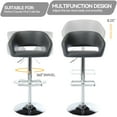 thumbnail image 5 of Modern Adjustable Bar Stools PU Leather Seat, 360° Swivel Open Mid Back & Armrest Bar Stool for Kitchen Dining Room Bar Cafe Counter Seating(Grey, Silver Base), 5 of 10