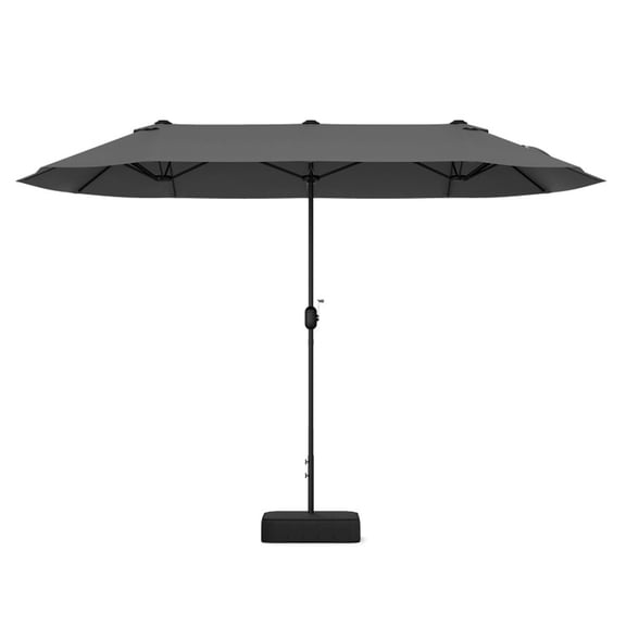 Biotree 13 ft Double-Sided Twin Patio Umbrella Crank Tilt Outdoor Shade - Gray - UV Protection with Cross Base