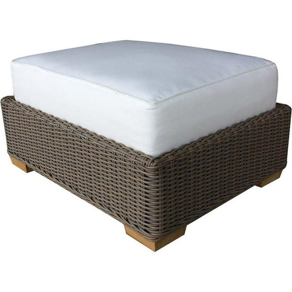 Padma's Plantation Nautilus Wicker Patio Ottoman in Kubu Gray