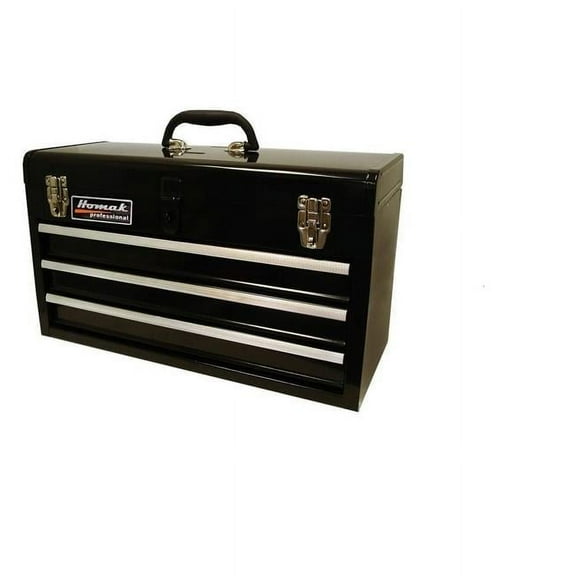 Homak  11.80 x 20.50 x 8.60 in. 3 Drawer Ball Bearing Toolbox & Chest - Black