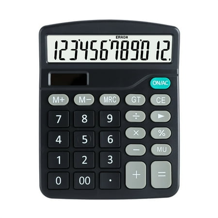 Upgraded Calculator, 12-bit Solar Battery Office Calculator with Large LCD Display, Large Induction Buttons, Dual Power Desktop Calculator for Office, Home, School