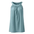 thumbnail image 5 of Pxiakgy Women's Eyelet Halter Tank Top Tank Top Loose Fit High Neck Sleeveless Tops Pleated Eyelet Shirts Blouse High Neck Cute Casual Pleated Sleeveless Summer Top Flowy Cami Shirts Blouse Blue M, 5 of 6