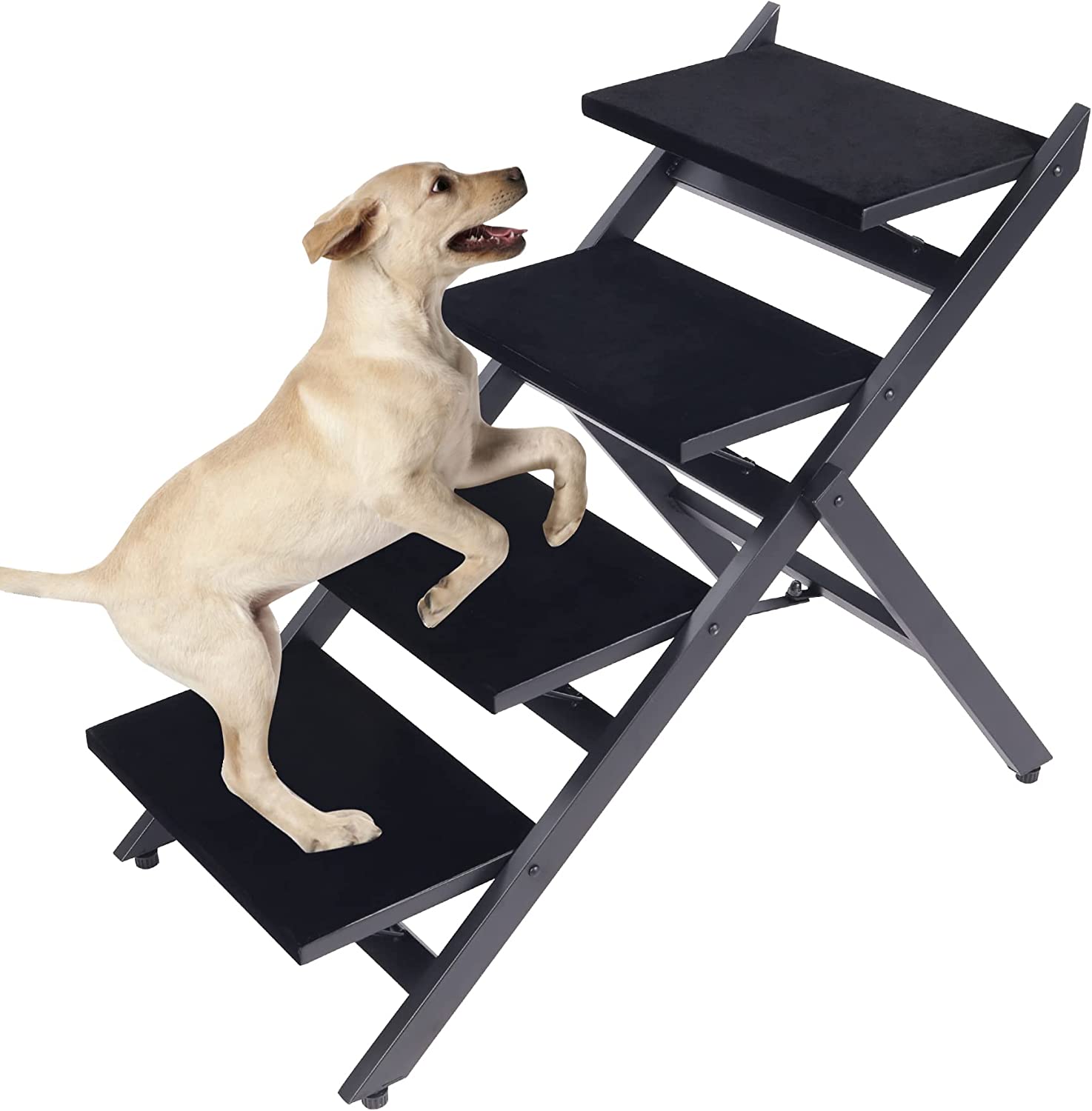 Lineslife 4 Tiers Folding Dog Steps Dog Stairs for High Beds Couch Car
