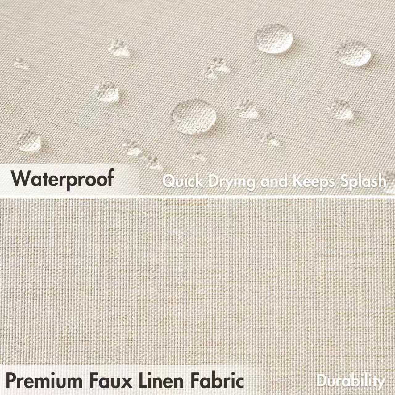Beige Scalloped Shower Curtain Linen Textured Cute Heavy Duty Washable Waterproof Neutral Thick Cloth Shower Curtains with Black Border for Bathroom Bathtub,W72*L72 Cream